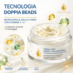 Crema Viso Illuminante, Collagene e peptidi 50ml | Beads Gialle e Verdi, Vitamina C, Vitamina E, Collagene, Burro di Karité, Peptidi, Ceramidi NP, Idratante Anti-Età