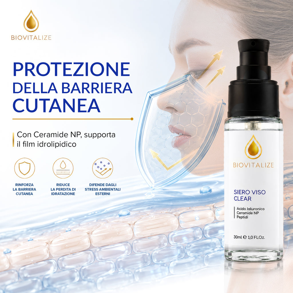 Siero Viso Rimpolpante con Acido Ialuronico Puro, Peptidi e Ceramidi NP - Trattamento Anti-Età Idratante Profondo per Viso e Decollo - Effetto Tonicizzante