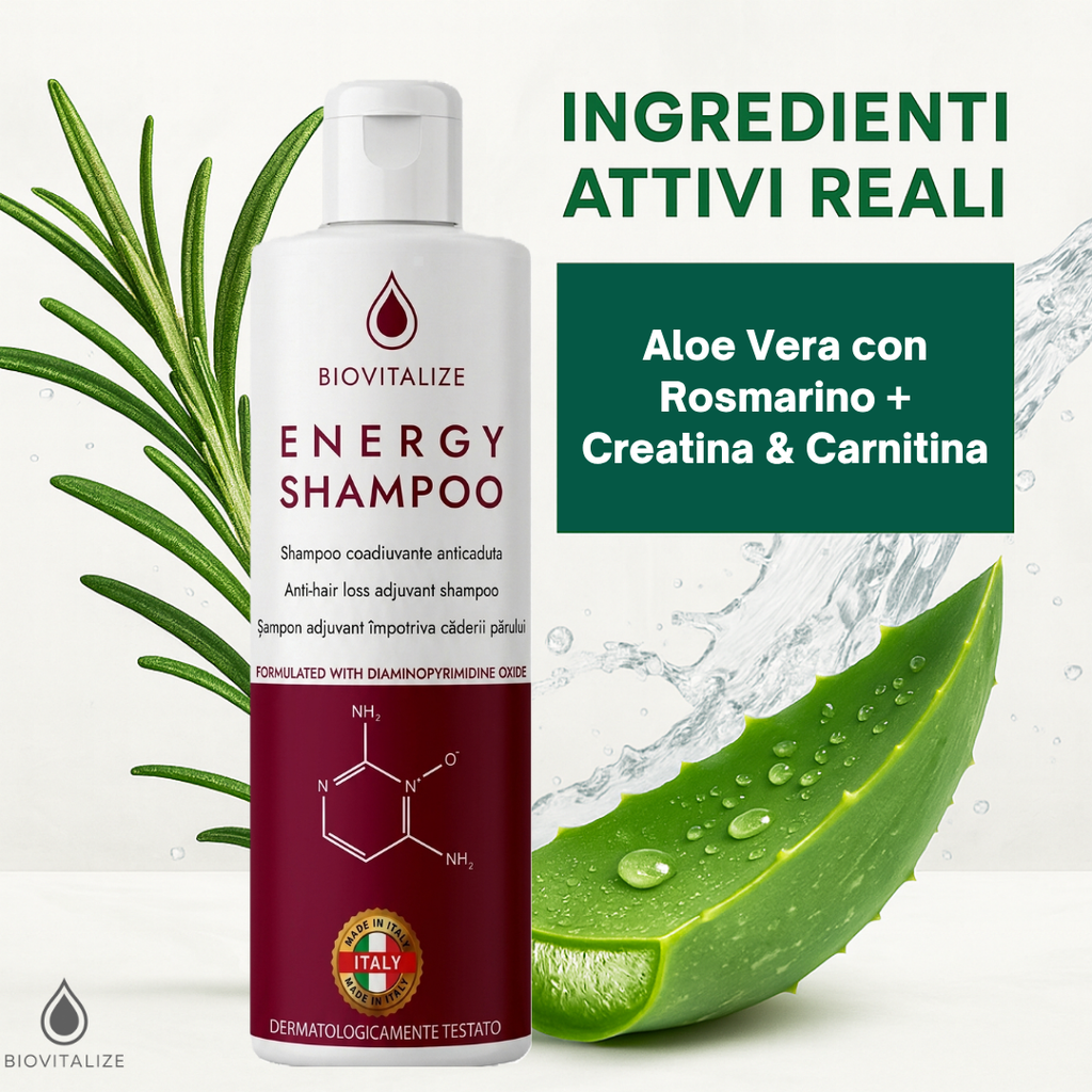 N. 2 Shampoo coadiuvante Anticaduta con Aloe Biologica e Rosmarino - Formula Delicata Senza SLES/SLS, 200 ml
