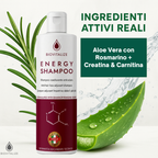 N. 2 Shampoo coadiuvante Anticaduta con Aloe Biologica e Rosmarino - Formula Delicata Senza SLES/SLS, 200 ml