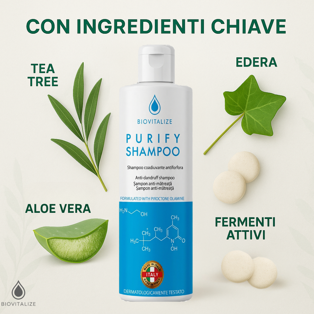 Shampoo Lotion Antiforfora Delicato con Tea Tree Oil ed Edera - Made in Italy - 200 ml