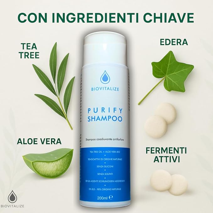 Shampoo Lotion Antiforfora Delicato con Tea Tree Oil ed Edera - Made in Italy
