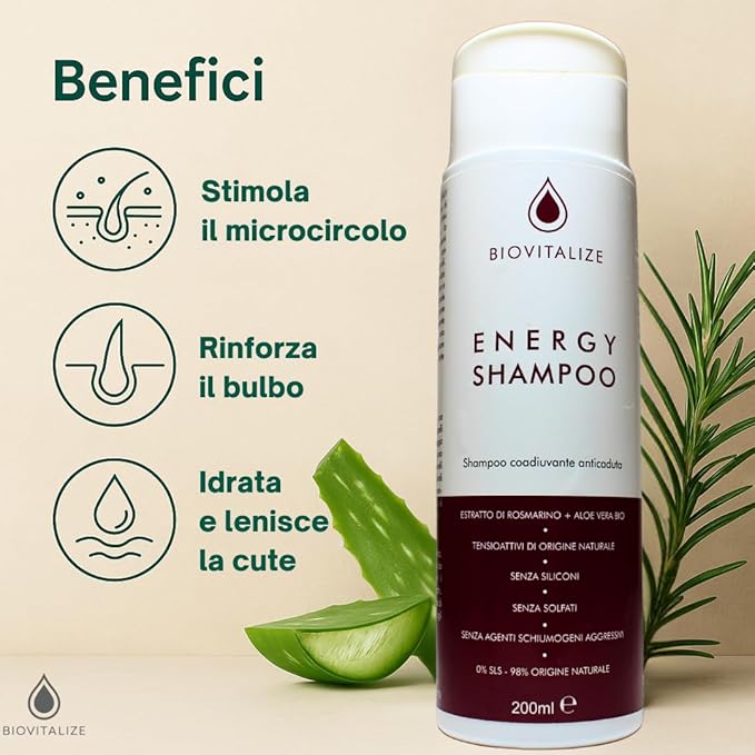 Shampoo Anticaduta con Aloe Biologica e Rosmarino + Lozione Rinforzante