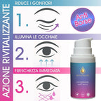 Gel Contorno Occhi borse, occhiaie e rughe. Defaticante e Rivitalizzante con Ippocastano e Caffeina - Made in Italy