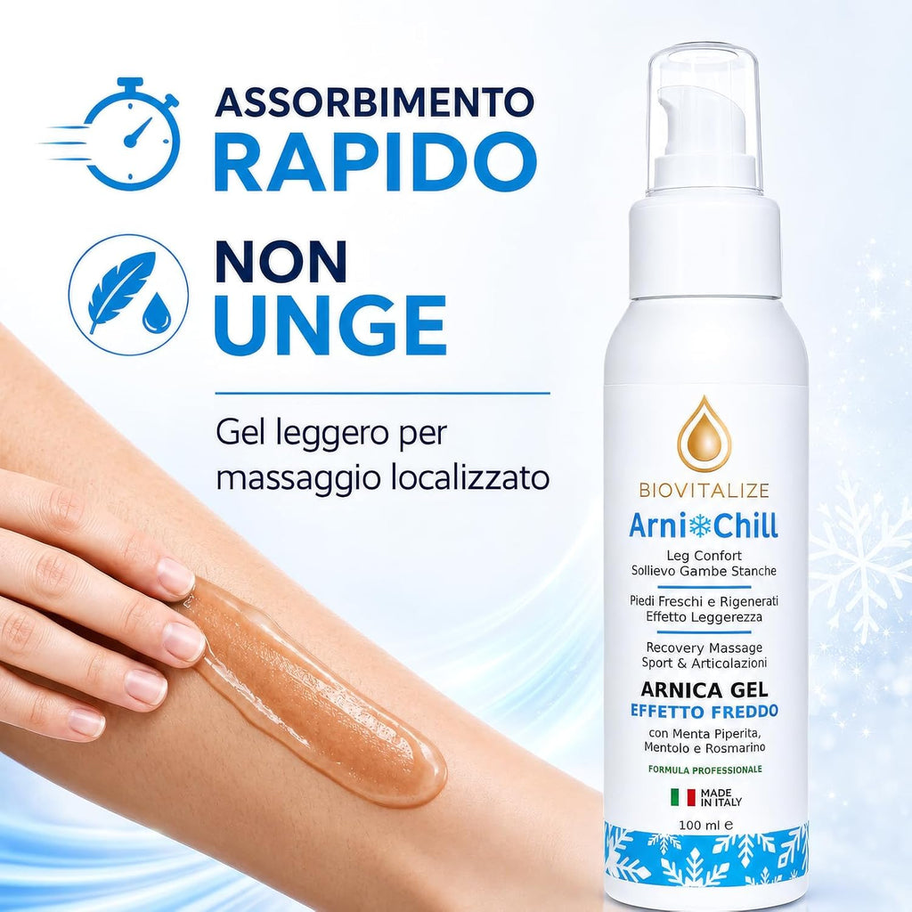 Arnica Gel Extra Forte 100ml - Formula Attiva Made in Italy con Menta, Arancio e Rosmarino - Effetto Freddo Intenso per Massaggio Muscolare, Articolazioni e Sollievo Rapido Post Sport