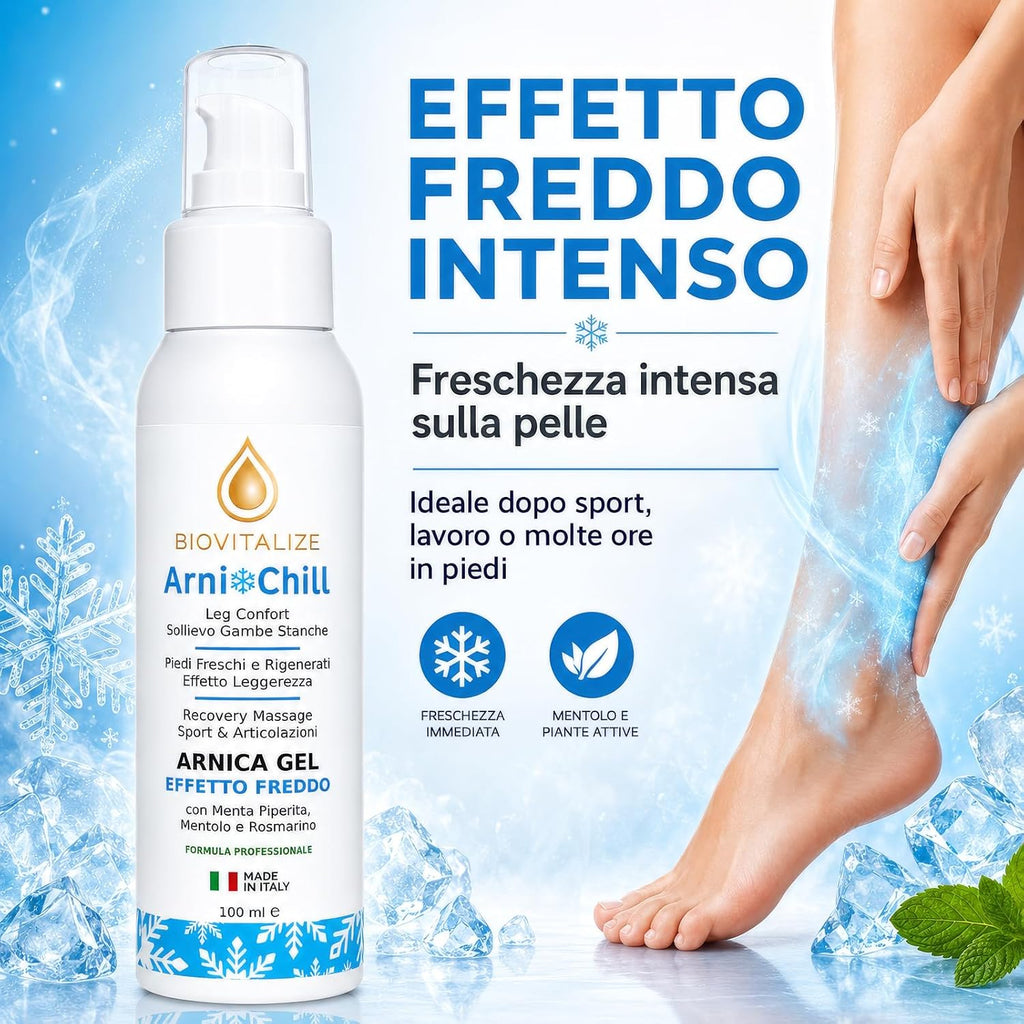 Arnica Gel Extra Forte 100ml - Formula Attiva Made in Italy con Menta, Arancio e Rosmarino - Effetto Freddo Intenso per Massaggio Muscolare, Articolazioni e Sollievo Rapido Post Sport