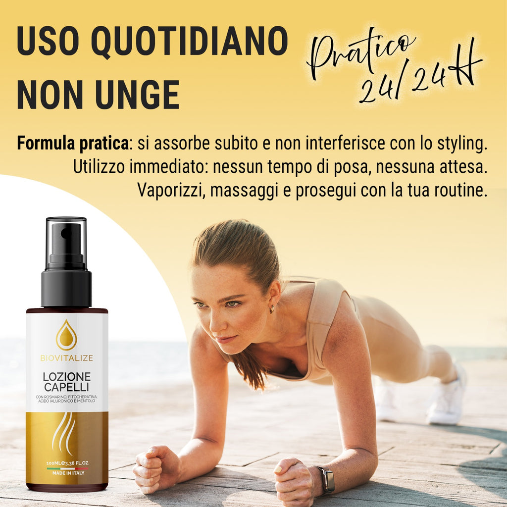 N. 2 x Lozione Capelli al Rosmarino con Biotina, Caffeina, Acido Ialuronico