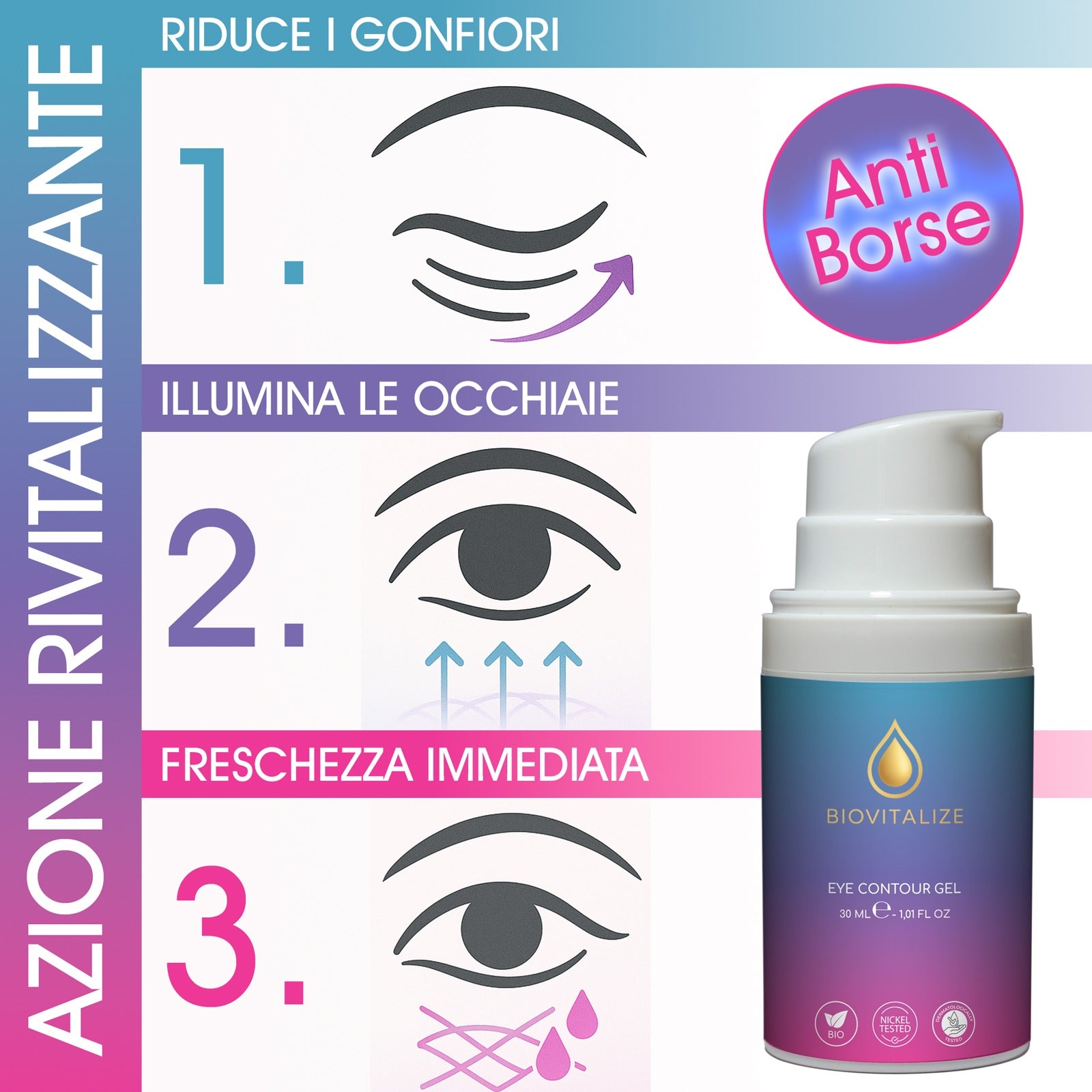 Crema Contorno Occhi Super Levigante con Bava di Lumaca Biologica - Made in Italy