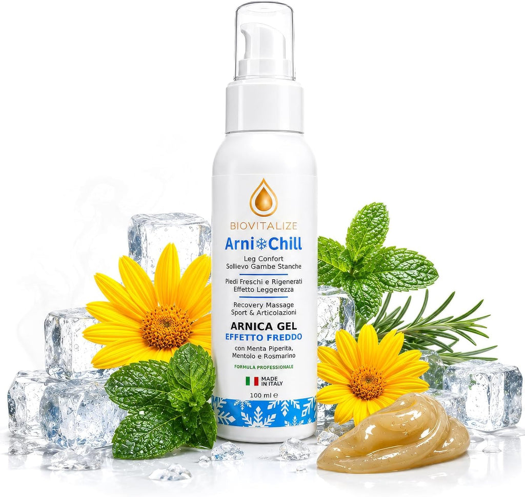 Arnica Gel Extra Forte 100ml - Formula Attiva Made in Italy con Menta, Arancio e Rosmarino - Effetto Freddo Intenso per Massaggio Muscolare, Articolazioni e Sollievo Rapido Post Sport