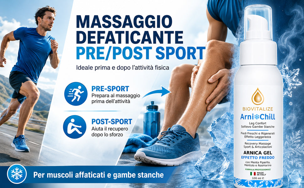 Arnica Gel Extra Forte 100ml - Formula Attiva Made in Italy con Menta, Arancio e Rosmarino - Effetto Freddo Intenso per Massaggio Muscolare, Articolazioni e Sollievo Rapido Post Sport
