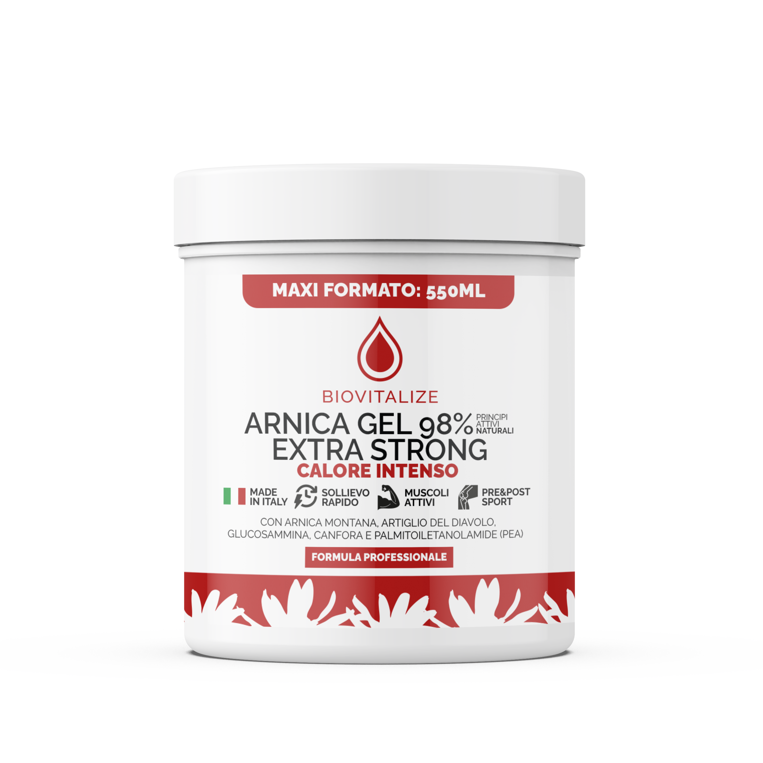 Gel Arnica Effetto Caldo con Artiglio del Diavolo 98% - 550 ML - Made in Italy