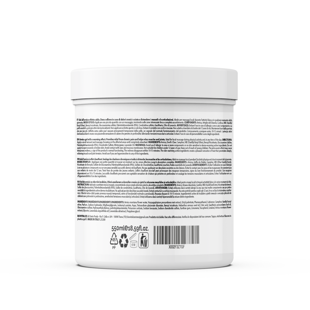 Gel Arnica Effetto Caldo con Artiglio del Diavolo 98% - 550 ML - Made in Italy