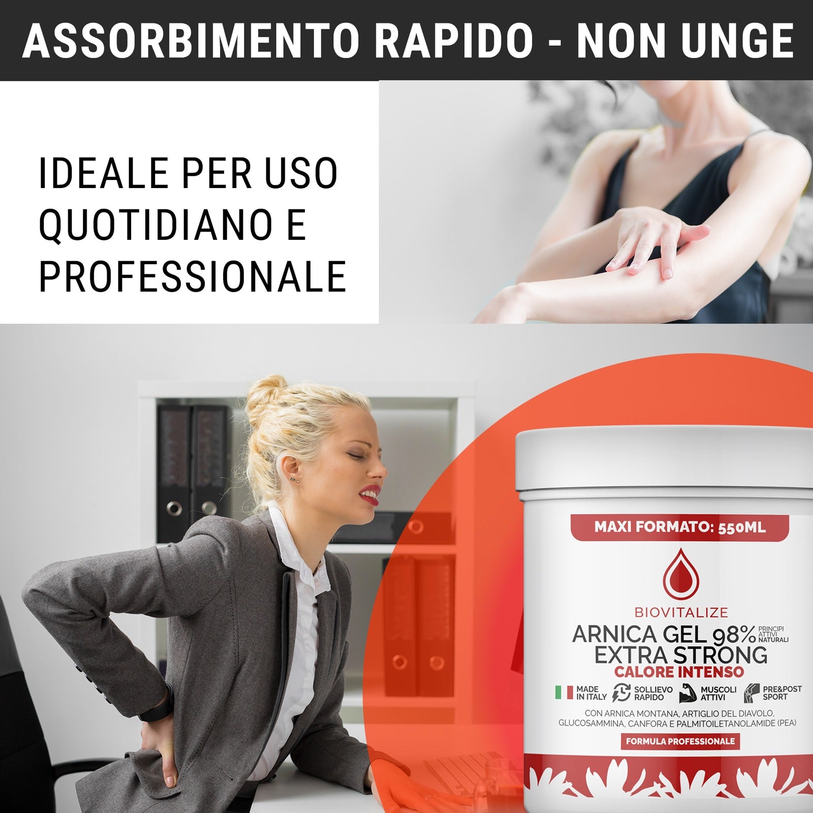 Gel Arnica Effetto Caldo con Artiglio del Diavolo 98% - 550 ML - Made in Italy