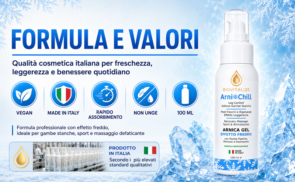 Arnica Gel Extra Forte 100ml - Formula Attiva Made in Italy con Menta, Arancio e Rosmarino - Effetto Freddo Intenso per Massaggio Muscolare, Articolazioni e Sollievo Rapido Post Sport