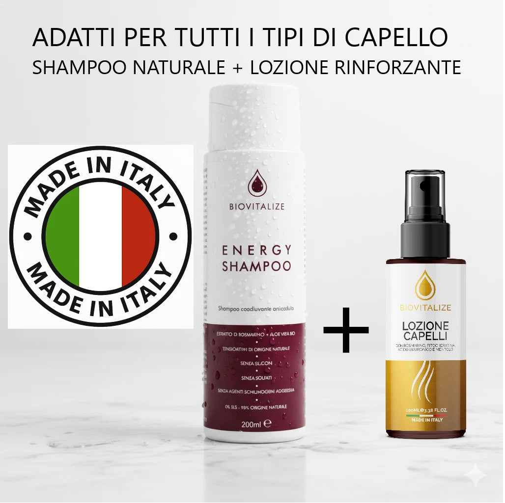 Shampoo Anticaduta con Aloe Biologica e Rosmarino + Lozione Rinforzante