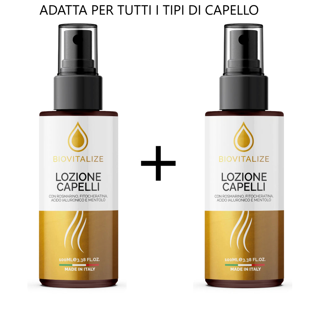 N. 2 x Lozione Capelli al Rosmarino con Biotina, Caffeina, Acido Ialuronico