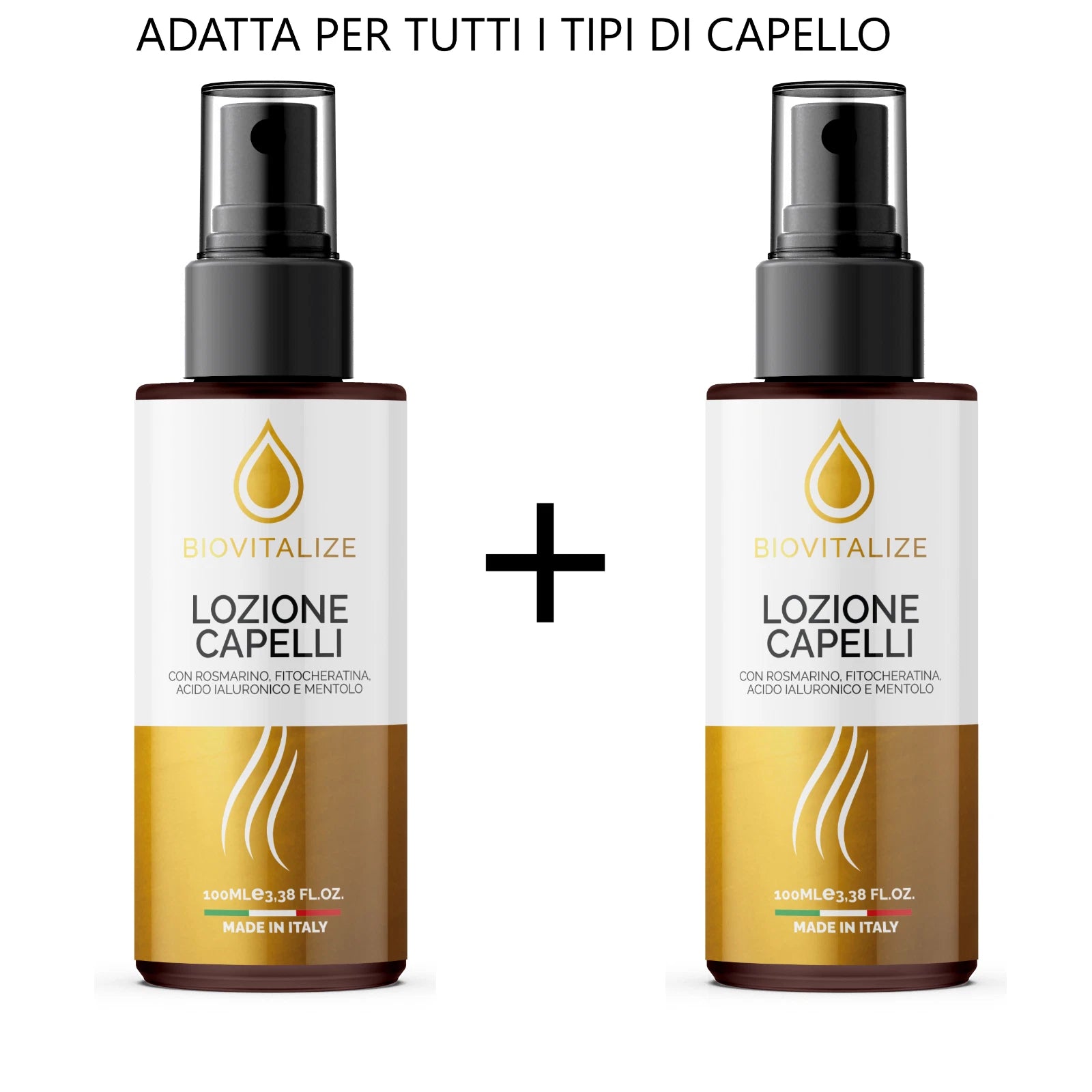 N. 2 x Lozione Capelli al Rosmarino con Biotina, Caffeina, Acido Ialuronico